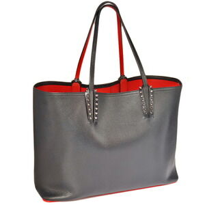 Christian Louboutin Kabata Tote Bag studs black red leather sole the